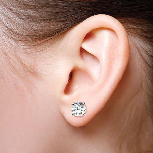 0.50-3.00 CT Round Cut Natural Diamonds - Stud Earrings
