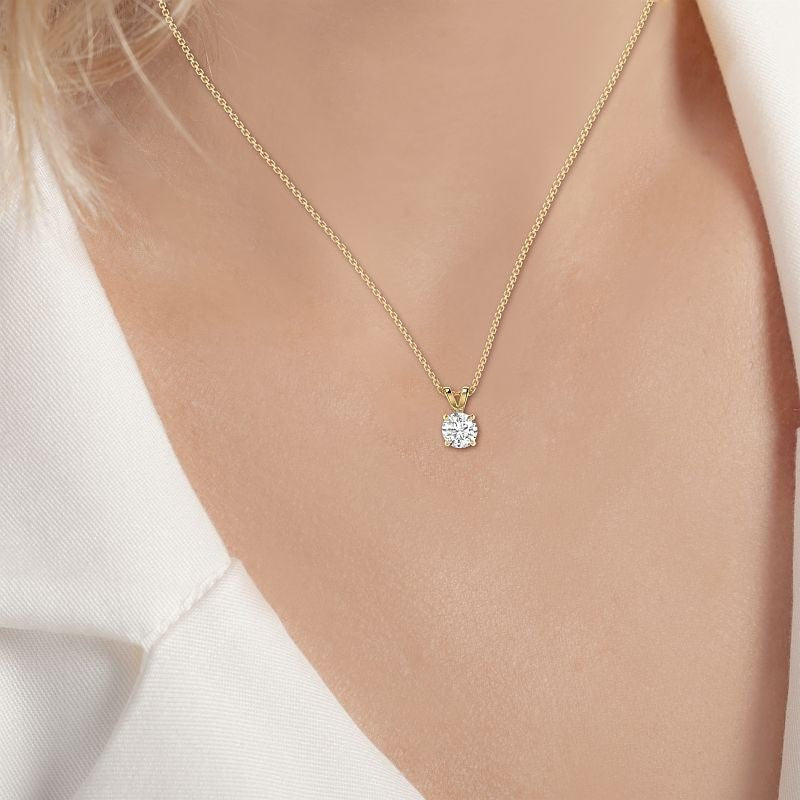 0.50-3.00 CT Round Cut Lab Grown Diamonds - Solitaire Pendant - Primestyle.com