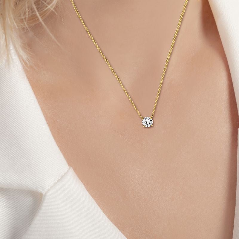 0.50 - 3.00 CT Round Cut Lab Grown Diamonds - Solitaire Pendant - Primestyle.com