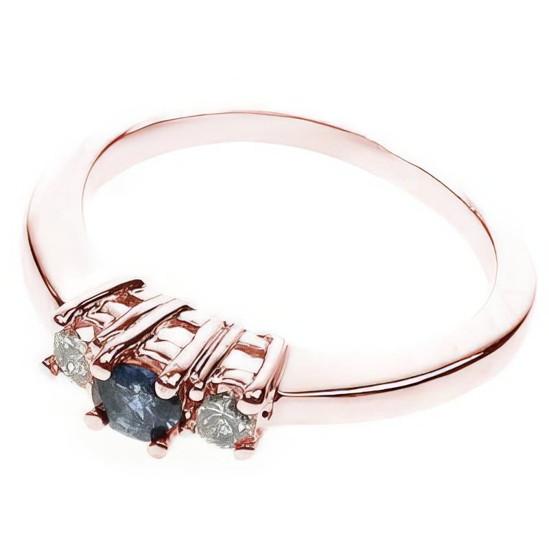 0.50 CT Round Cut Diamonds & Blue Sapphires - Three Stone Ring - Primestyle.com