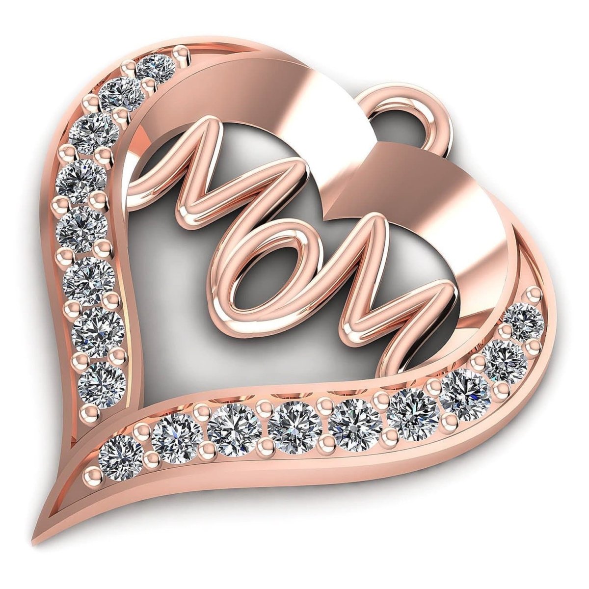 0.50 CT Round Cut Natural Diamonds - Heart Pendants