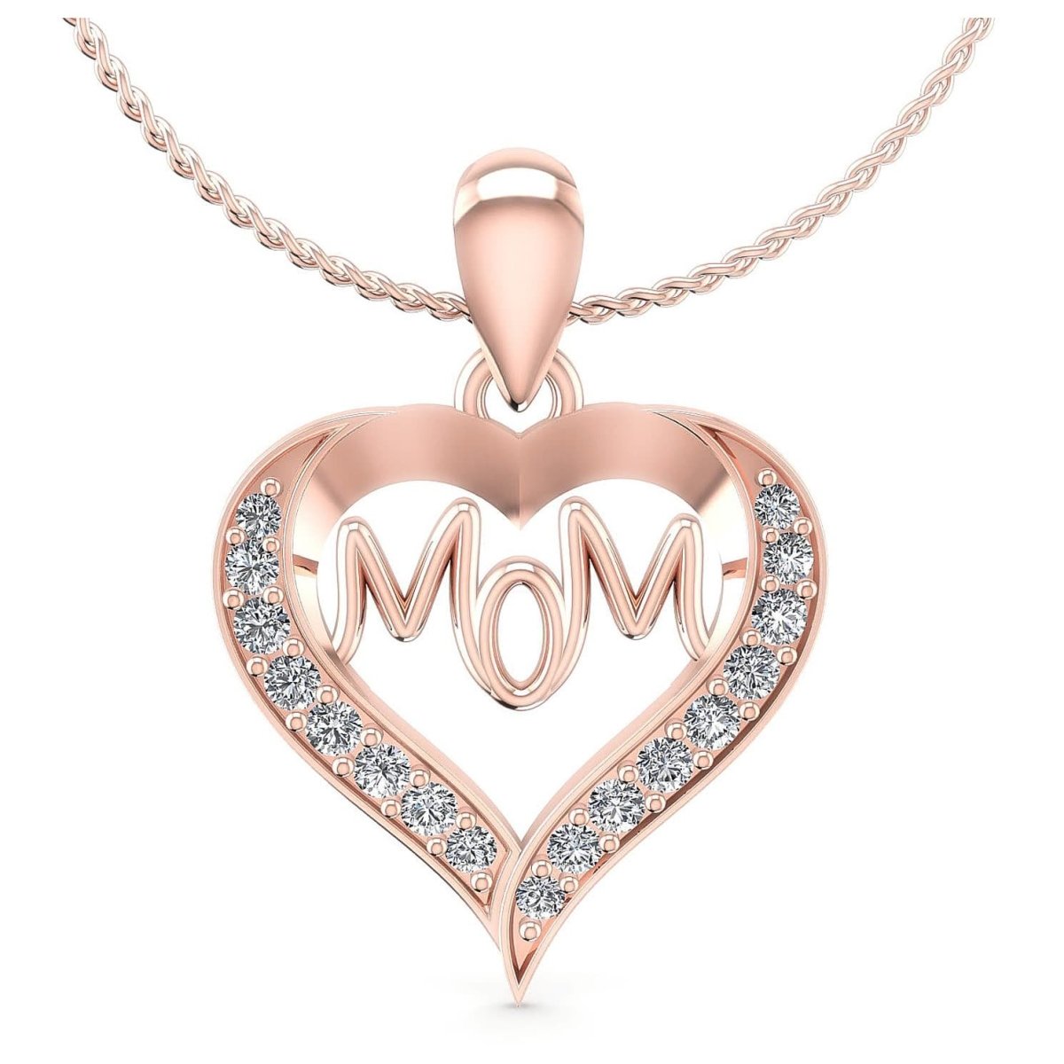 0.50 CT Round Cut Natural Diamonds - Heart Pendants