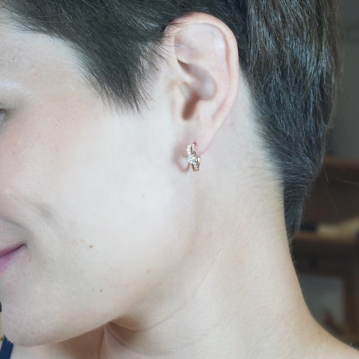 0.50 CT Round Cut Diamonds - Hoop & Drop Earrings - Primestyle.com