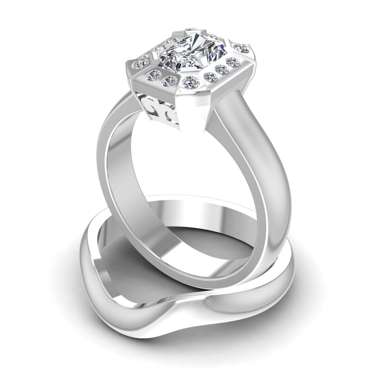 0.51-1.66 CT Round &amp; Radiant Cut Diamonds - Bridal Set - Primestyle.com