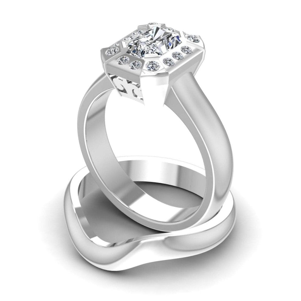 0.51 - 1.66 CT Radiant & Round Cut Natural Diamonds - Bridal Set - Primestyle.com