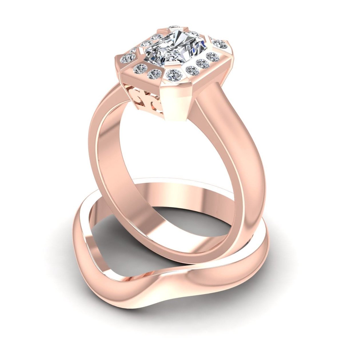 0.51-1.66 CT Round & Radiant Cut Diamonds - Bridal Set