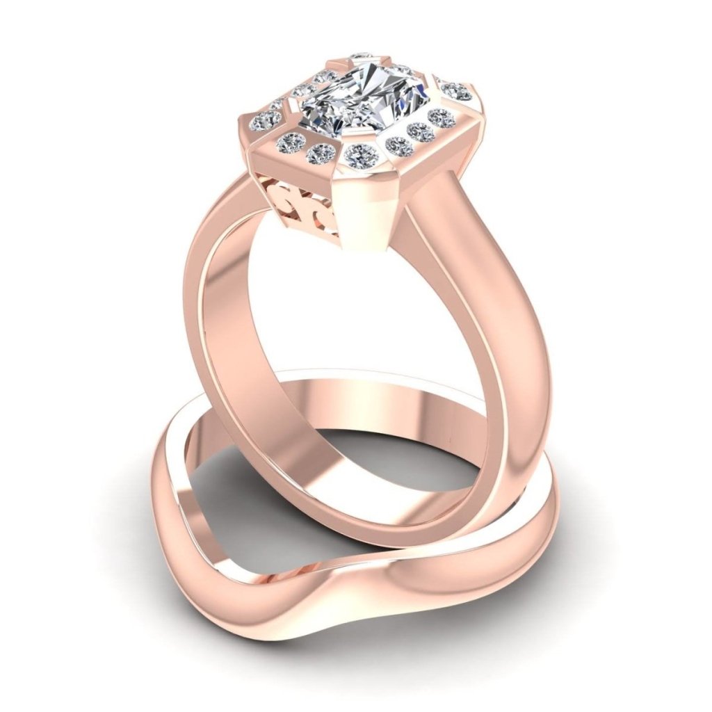 0.51 - 1.66 CT Radiant & Round Cut Natural Diamonds - Bridal Set - Primestyle.com