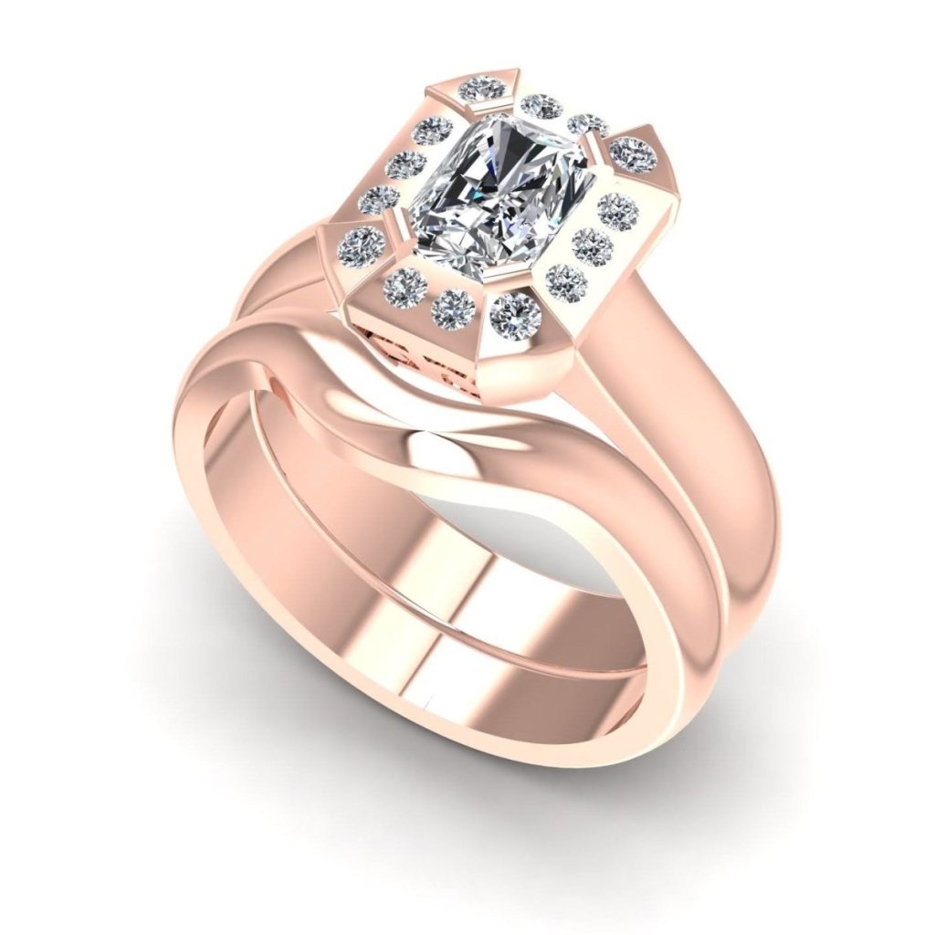 0.51 - 1.66 CT Radiant & Round Cut Natural Diamonds - Bridal Set - Primestyle.com