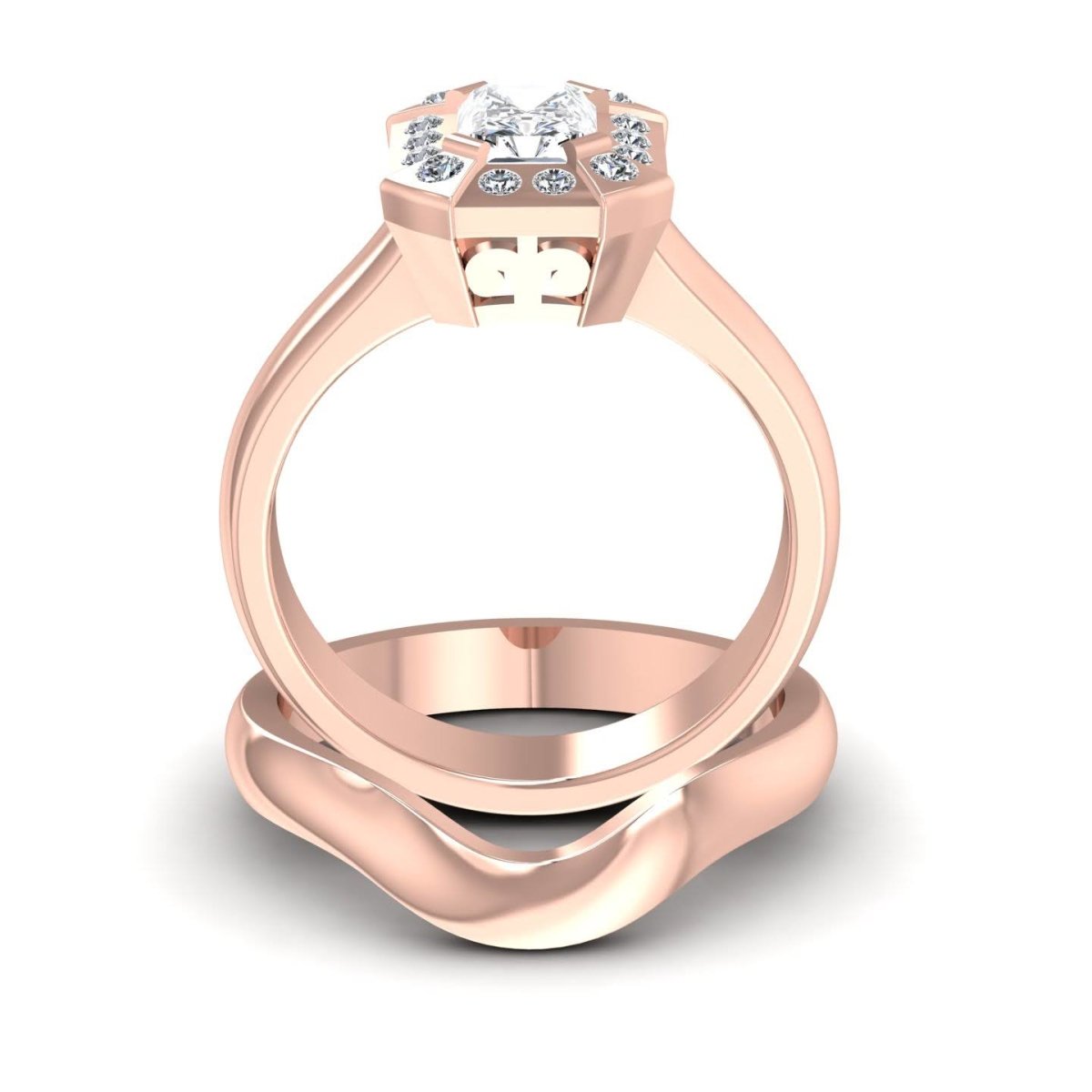 0.51-1.66 CT Round & Radiant Cut Diamonds - Bridal Set