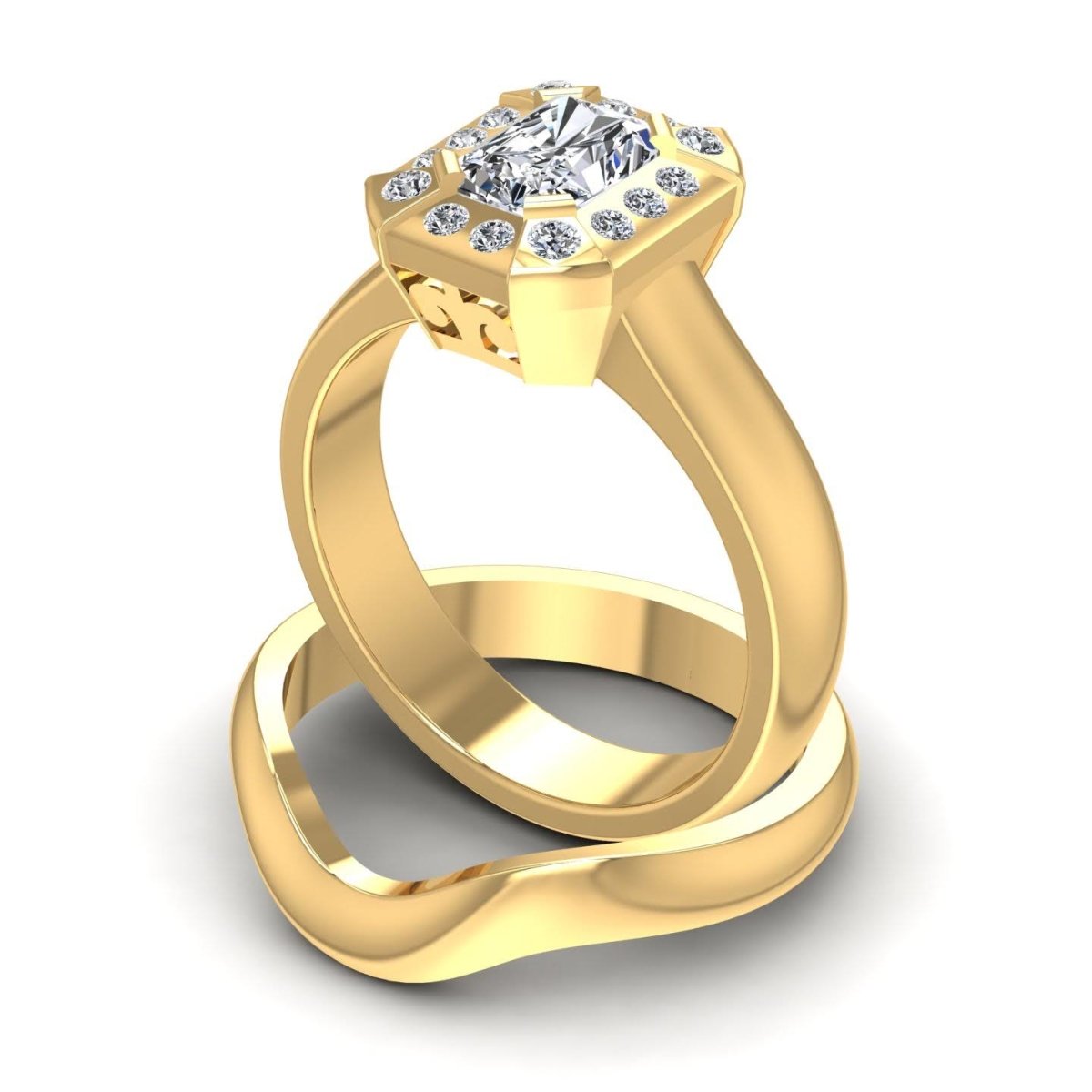 0.51-1.66 CT Round & Radiant Cut Diamonds - Bridal Set