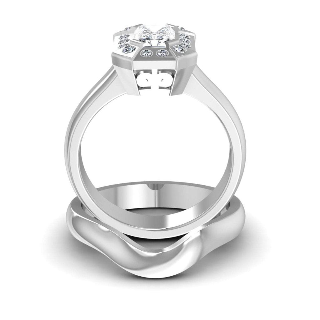 0.51 - 1.66 CT Radiant & Round Cut Natural Diamonds - Bridal Set - Primestyle.com
