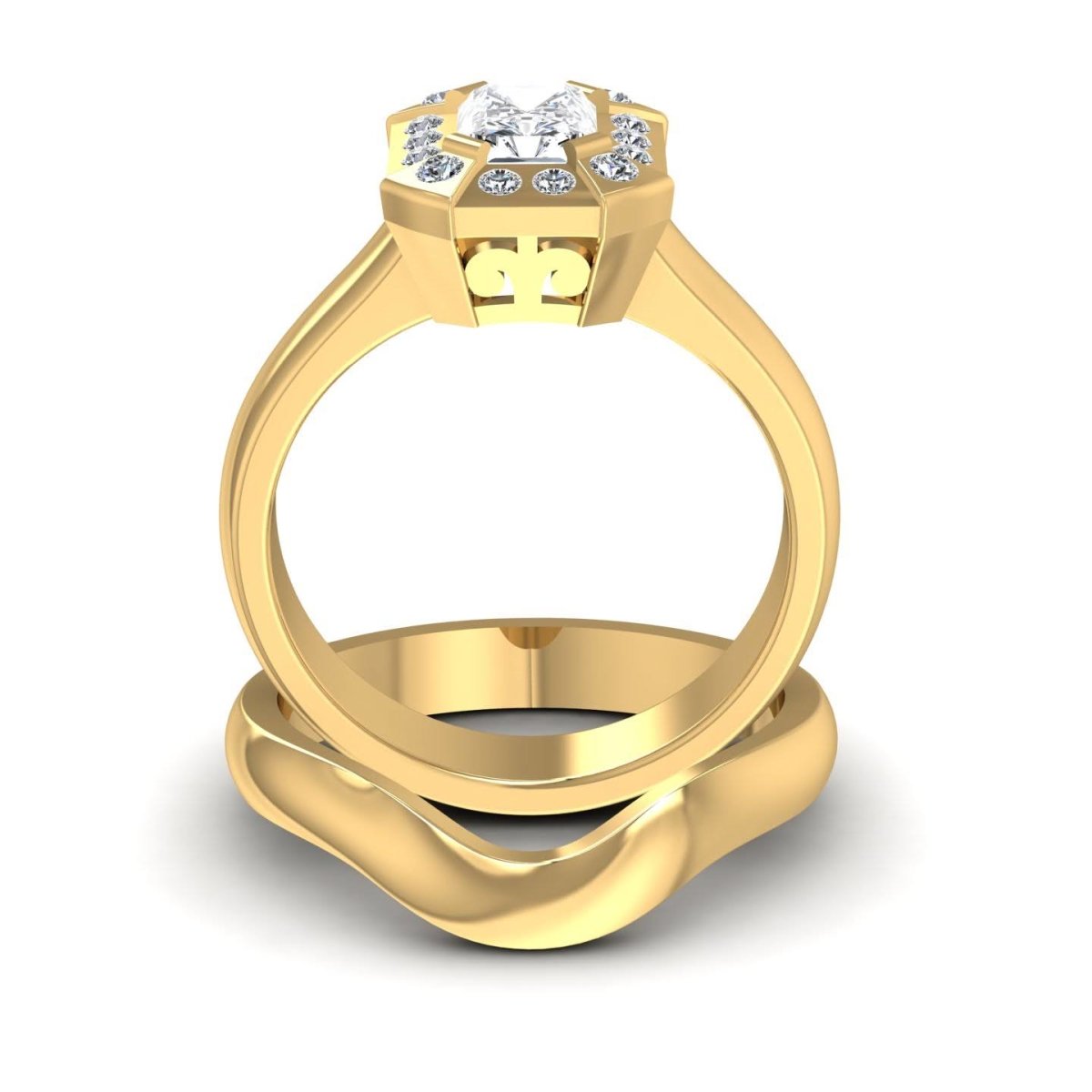 0.51-1.66 CT Round & Radiant Cut Diamonds - Bridal Set