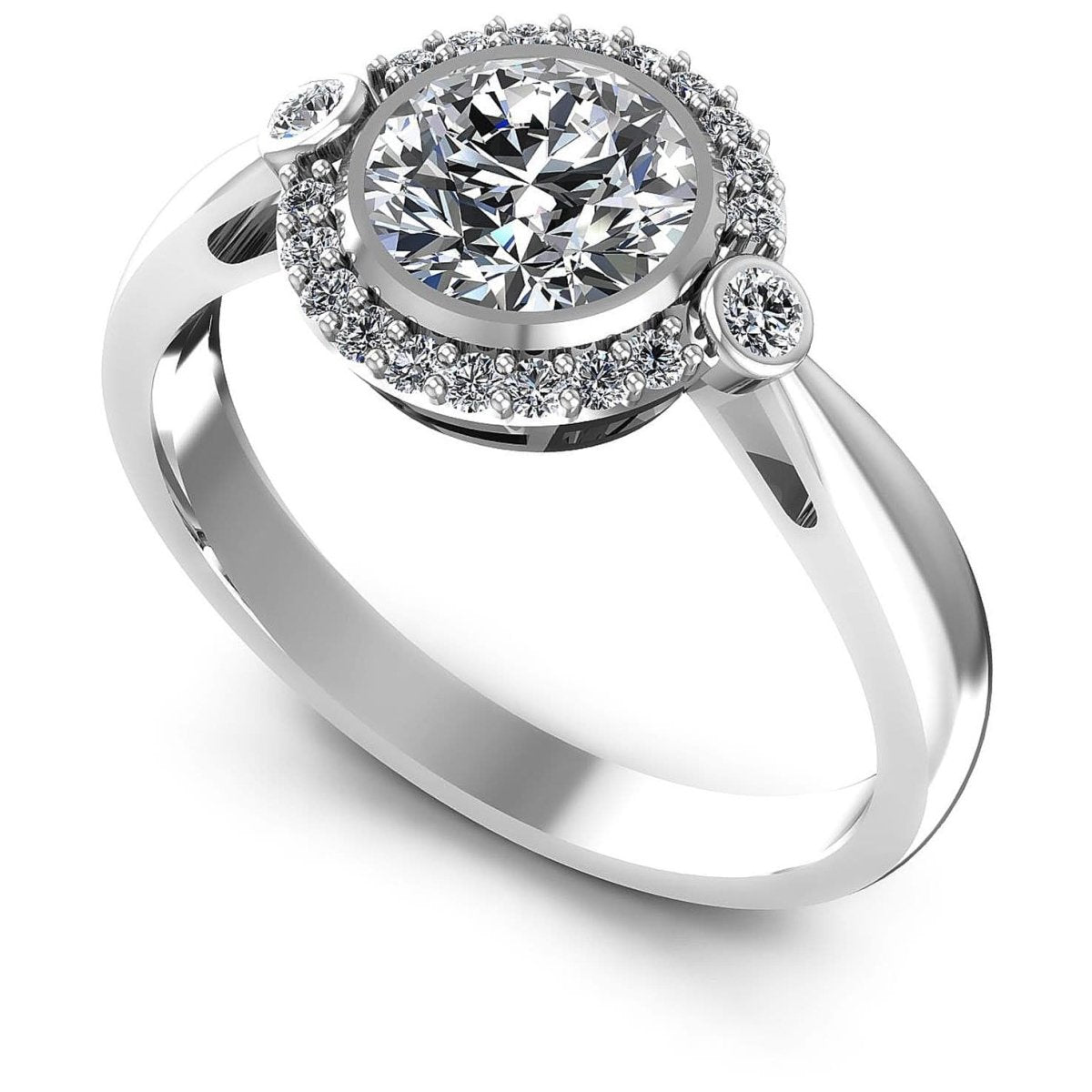 0.55-1.70 CT Round Cut Diamonds - Halo Ring - Primestyle.com