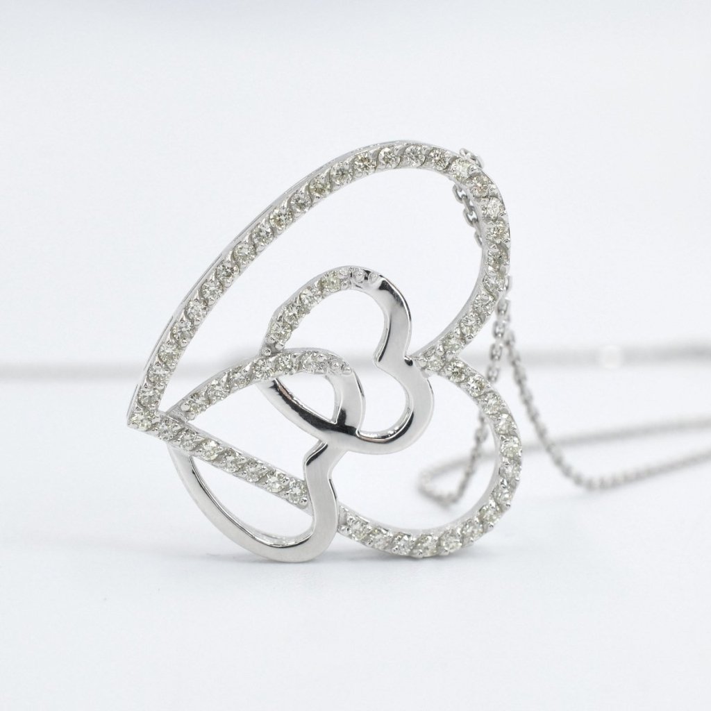 0.55 CT Round Cut Natural Diamonds - Heart Pendants