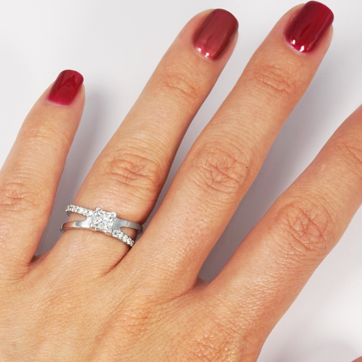 0.60-1.75 CT Princess & Round Cut Natural Diamonds - Engagement Ring