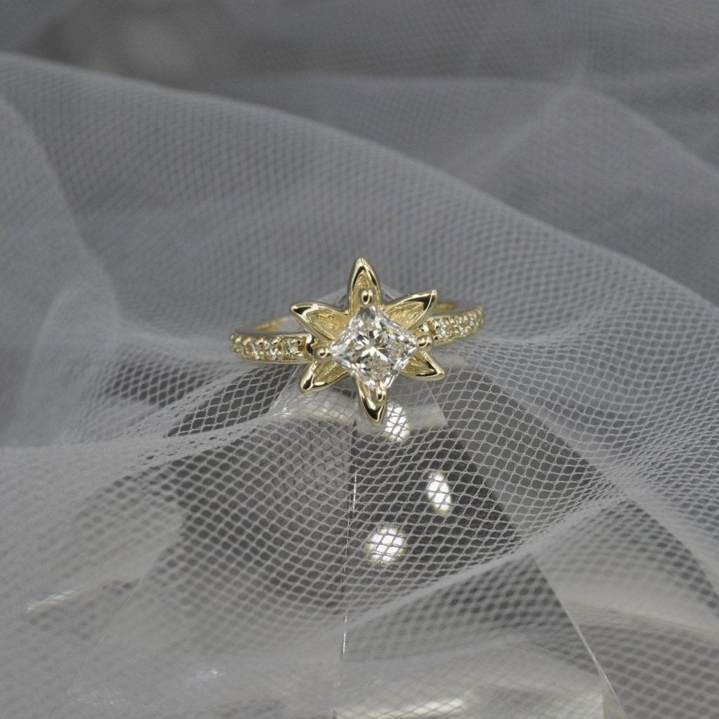 0.60 - 1.75 CT Princess & Round Cut Natural Diamonds - Engagement Ring - Primestyle.com