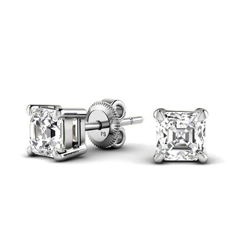 0.60-5.00 CT Ascher Cut Diamonds - Stud Earrings