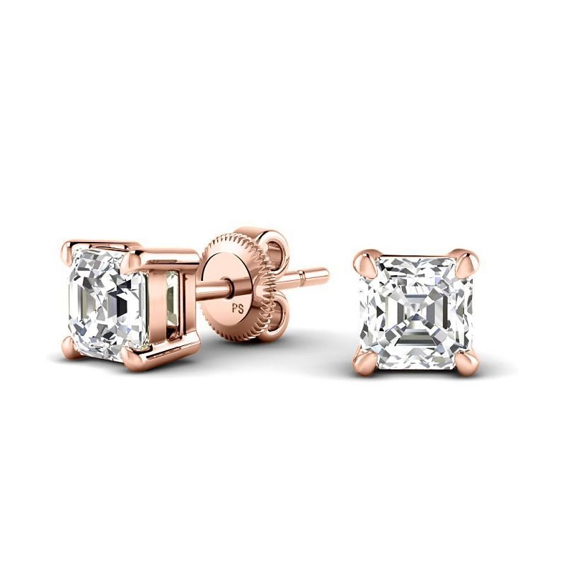 0.60 - 5.00 CT Ascher Cut Lab Grown Diamonds - Stud Earrings - Primestyle.com