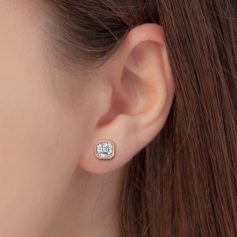 0.60-5.00 CT Ascher Cut Lab Grown Diamonds - Stud Earrings - Primestyle.com