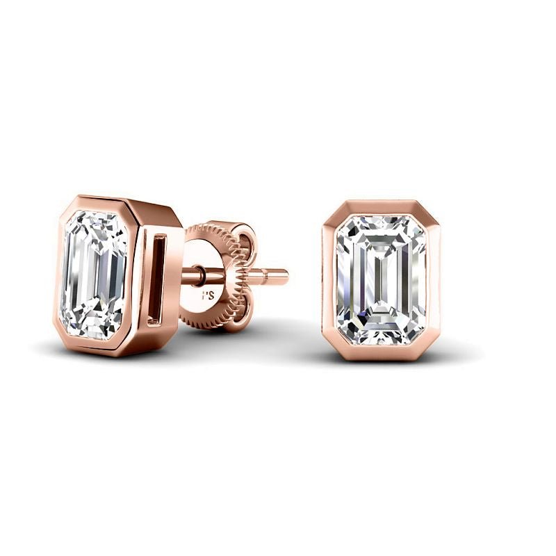 0.60-5.00 CT Emerald Cut Lab Grown Diamonds - Stud Earrings - Primestyle.com