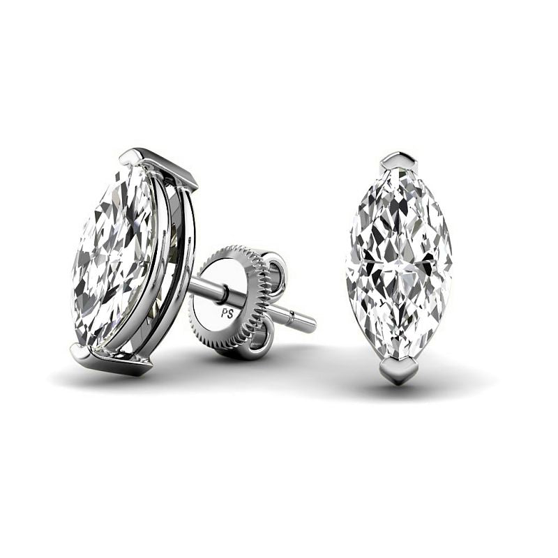 0.60-5.00 CT Marquise Cut Diamonds - Stud Earrings