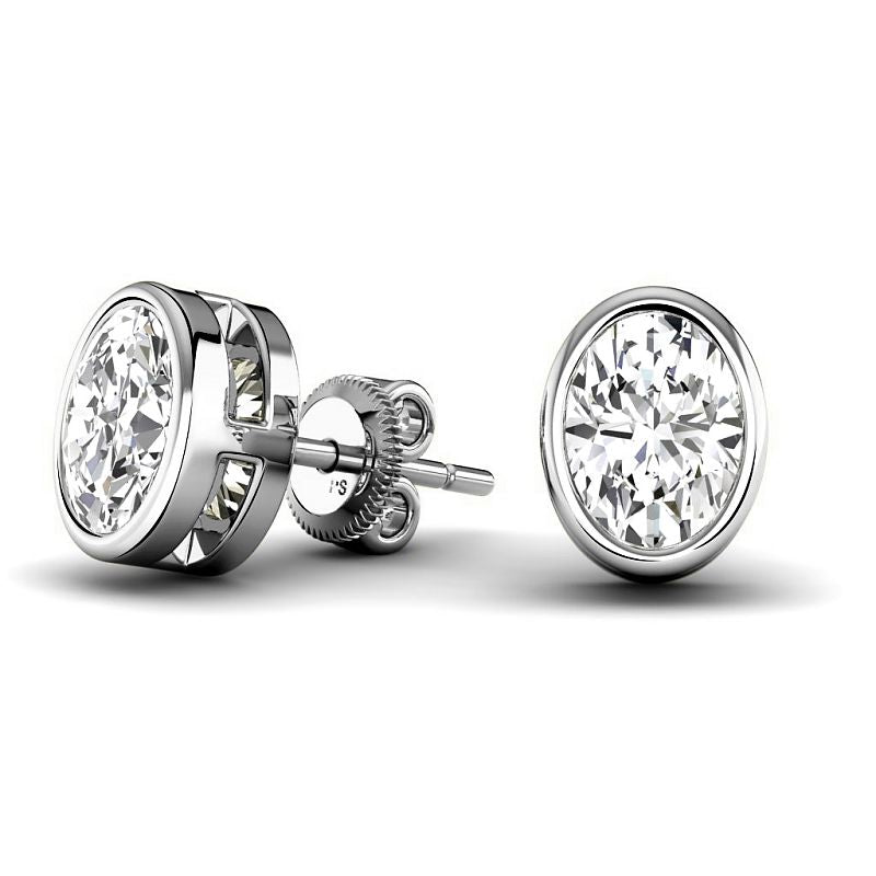 0.60-5.00 CT Oval Cut Lab Grown Diamonds - Stud Earrings - Primestyle.com