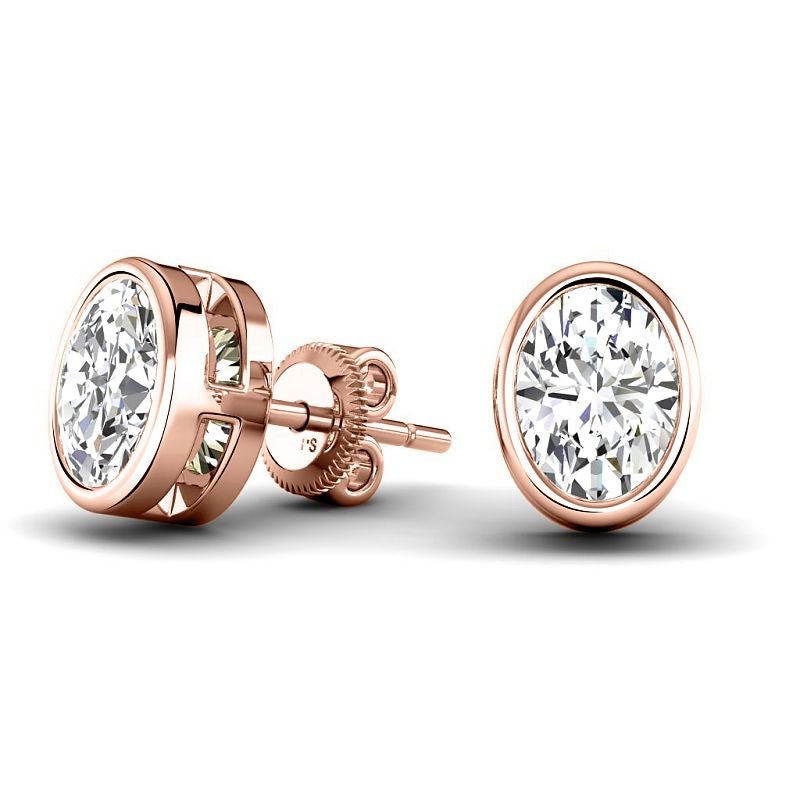 0.60-5.00 CT Oval Cut Lab Grown Diamonds - Stud Earrings - Primestyle.com