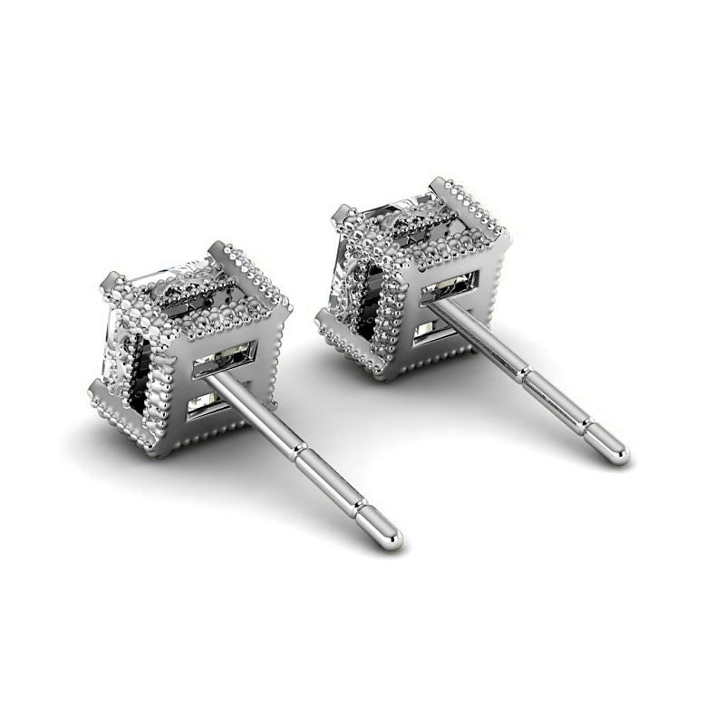 0.60-5.00 CT Princess Cut Diamonds - Stud Earrings