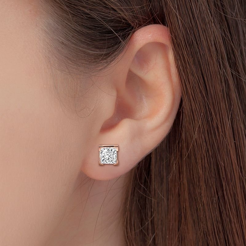 0.60-5.00 CT Princess Cut Lab Grown Diamonds - Stud Earrings - Primestyle.com