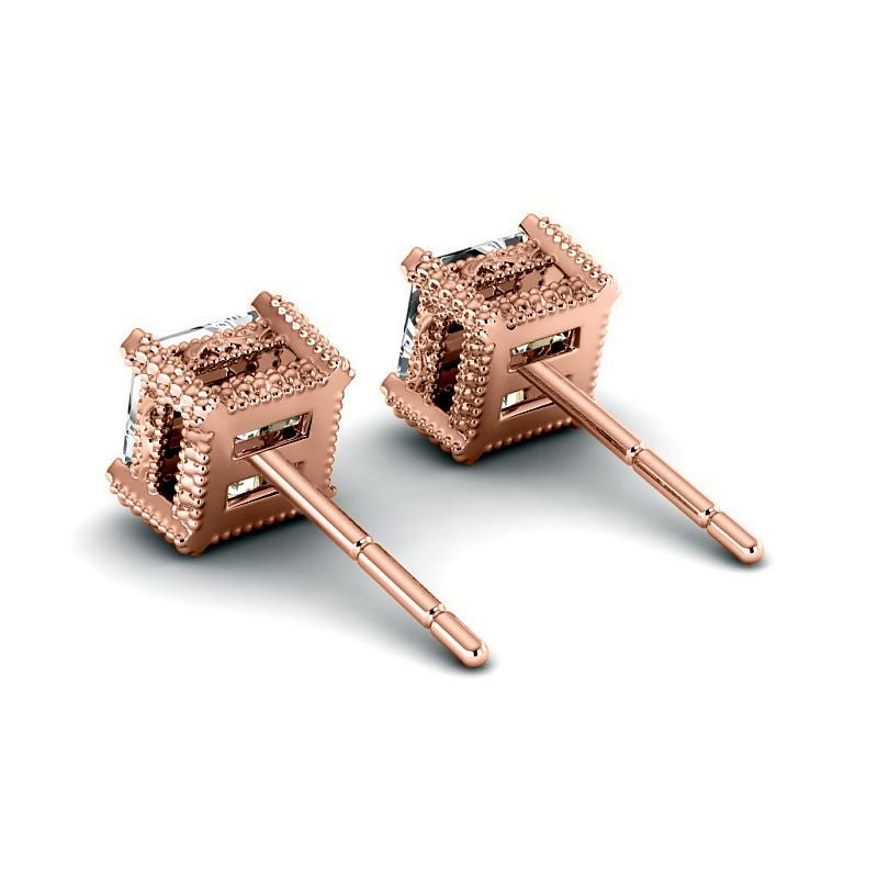 0.60-5.00 CT Princess Cut Lab Grown Diamonds - Stud Earrings - Primestyle.com