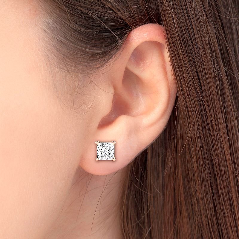 0.60-5.00 CT Princess Cut Lab Grown Diamonds - Stud Earrings - Primestyle.com