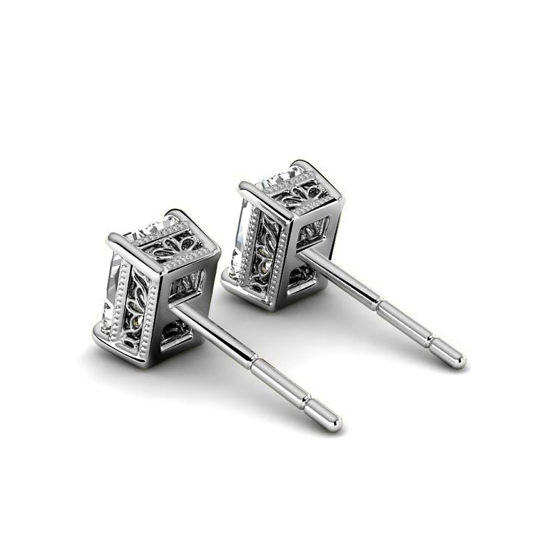0.60-5.00 CT Radiant Cut Diamonds - Stud Earrings
