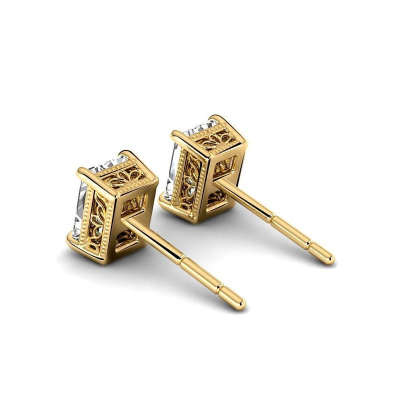 0.60-5.00 CT Radiant Cut Diamonds - Stud Earrings