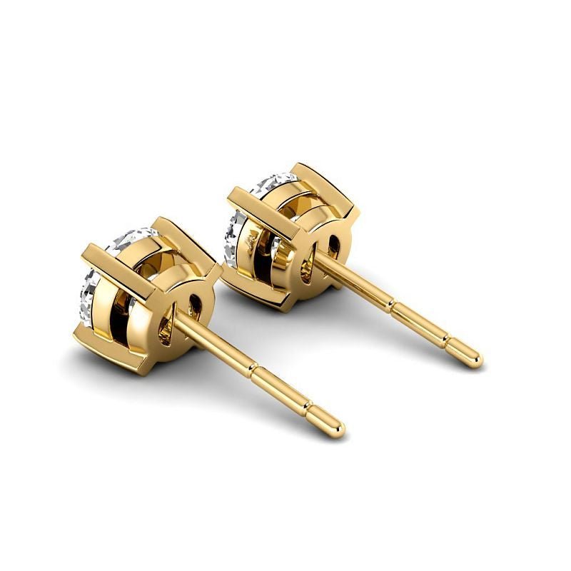 1.50 CT Round Cut Lab Grown Diamonds in 14KT Yellow Gold Stud Earrings