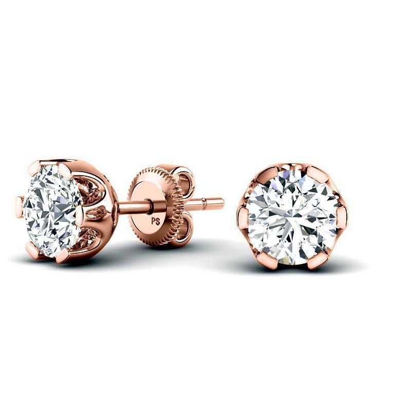 0.60-5.00 CT Round Cut Diamonds - Stud Earrings