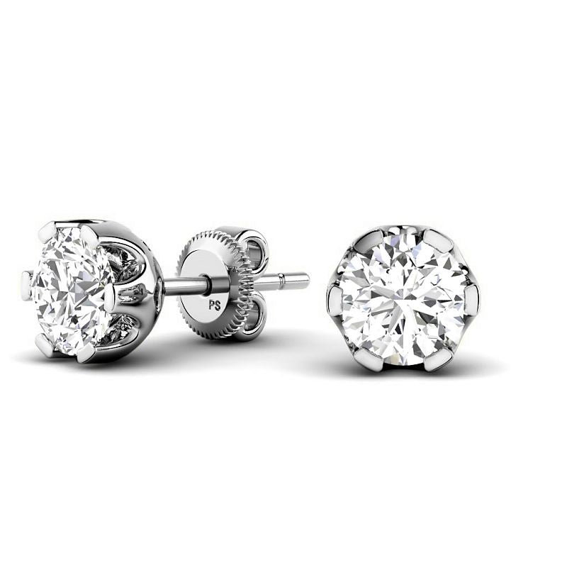 0.60-5.00 CT Round Cut Diamonds - Stud Earrings