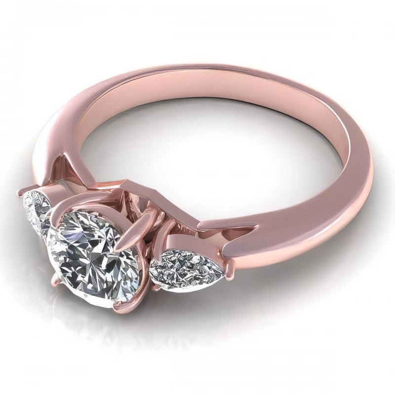 0.65 - 1.30 CT Pear & Round Cut Natural Diamonds - Three Stone Rings - Primestyle.com