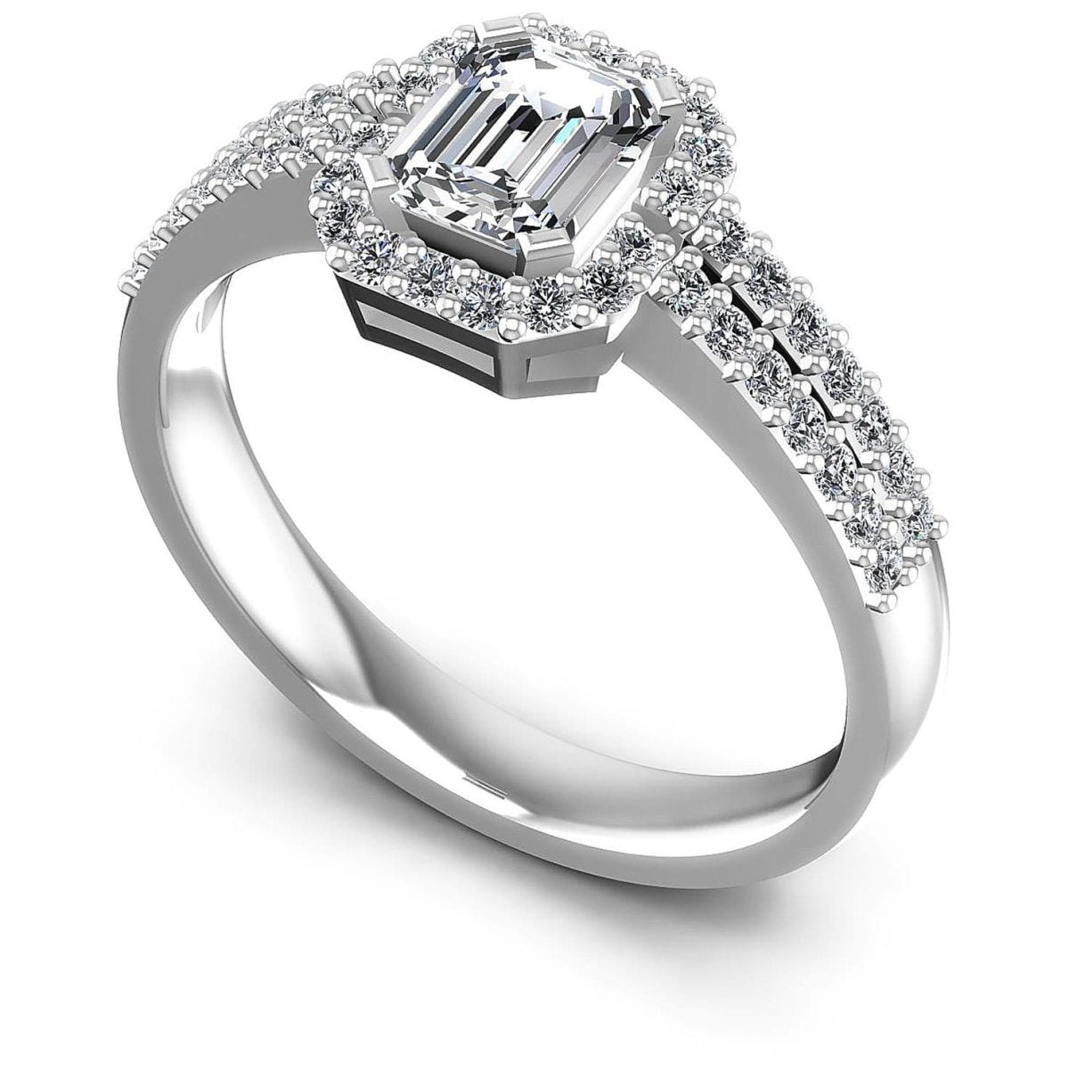 0.65-1.80 CT Round &amp; Emerald Cut Diamonds - Halo Ring - Primestyle.com