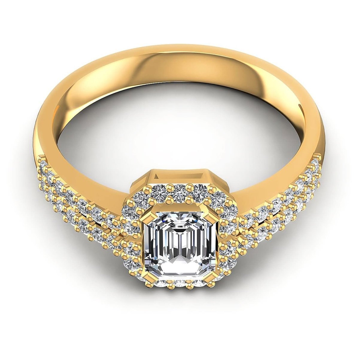 0.65-1.80 CT Round & Emerald Cut Diamonds - Halo Ring - Primestyle.com