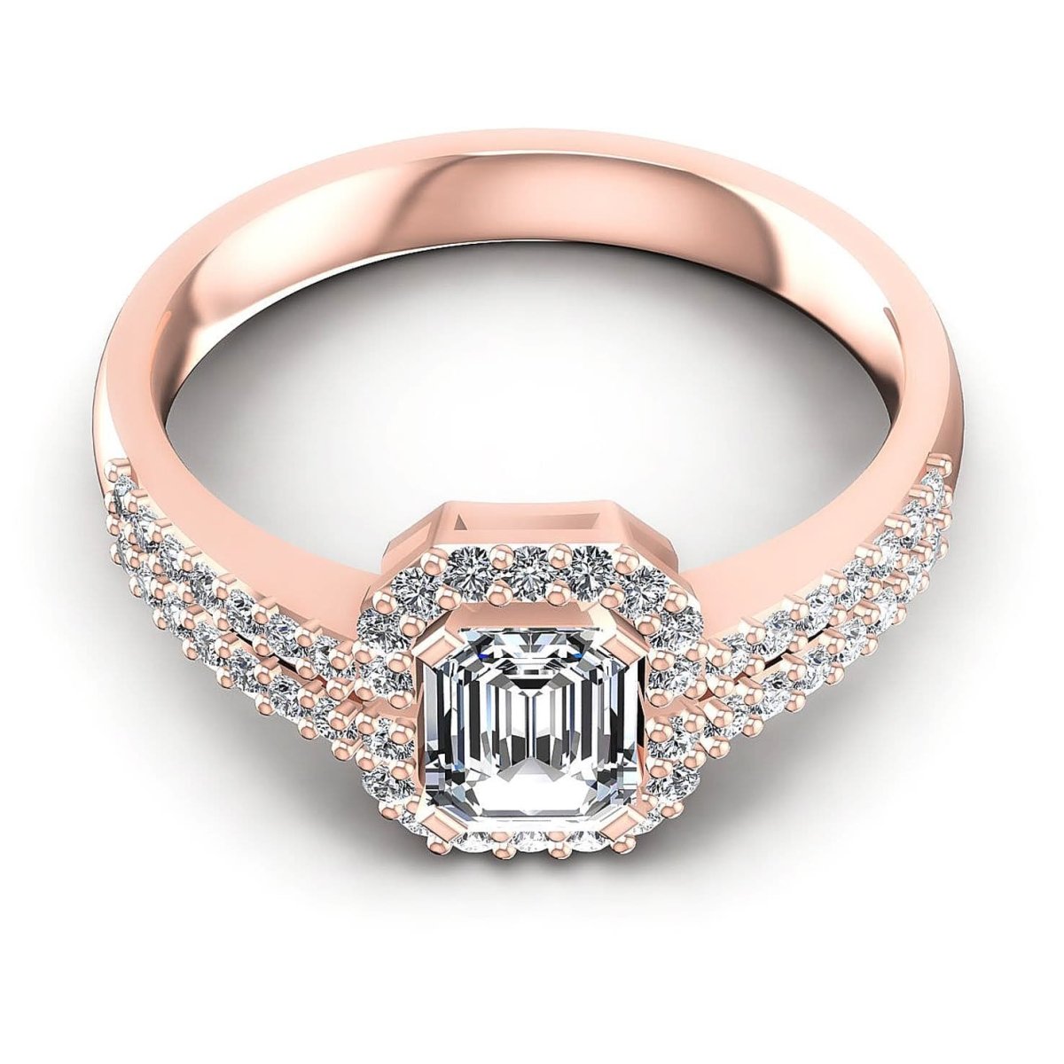 0.65-1.80 CT Round & Emerald Cut Diamonds - Halo Ring - Primestyle.com