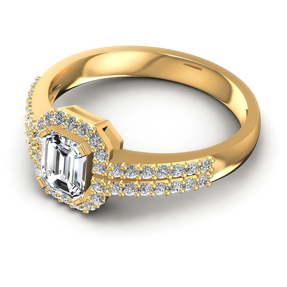 0.65-1.80 CT Round & Emerald Cut Diamonds - Halo Ring - Primestyle.com
