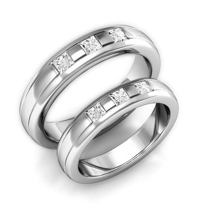 0.65 CT Princess Cut Diamonds - Wedding Set