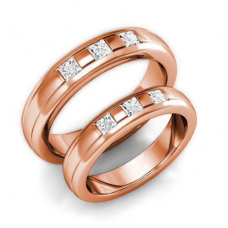 0.65 CT Princess Cut Diamonds - Wedding Set