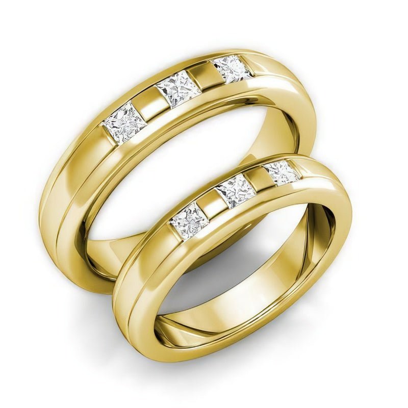 0.65 CT Princess Cut Diamonds - Wedding Set