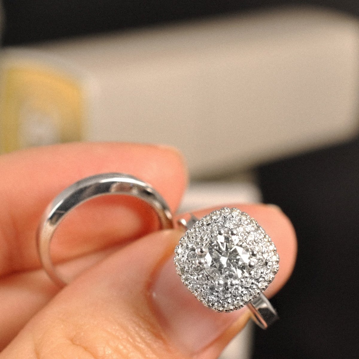 0.69-1.84 CT Round & Cushion Cut Diamonds - Bridal Set