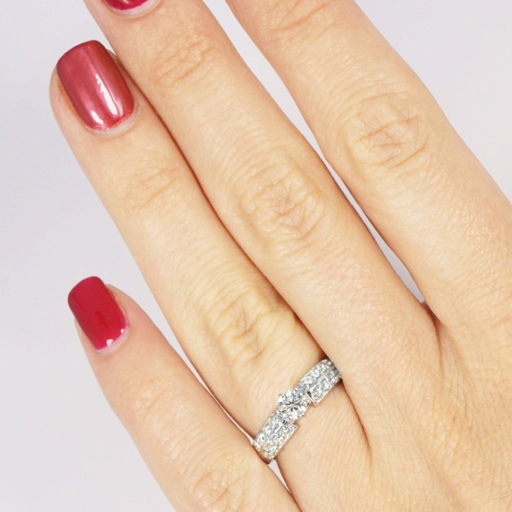 0.70 - 1.85 CT Princess & Round Cut Natural Diamonds - Engagement Ring - Primestyle.com