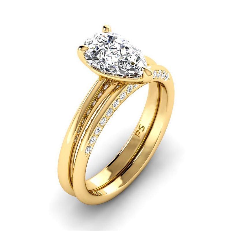 0.70 - 6.20 CT Pear & Round Cut Diamonds - Bridal Set - Primestyle.com