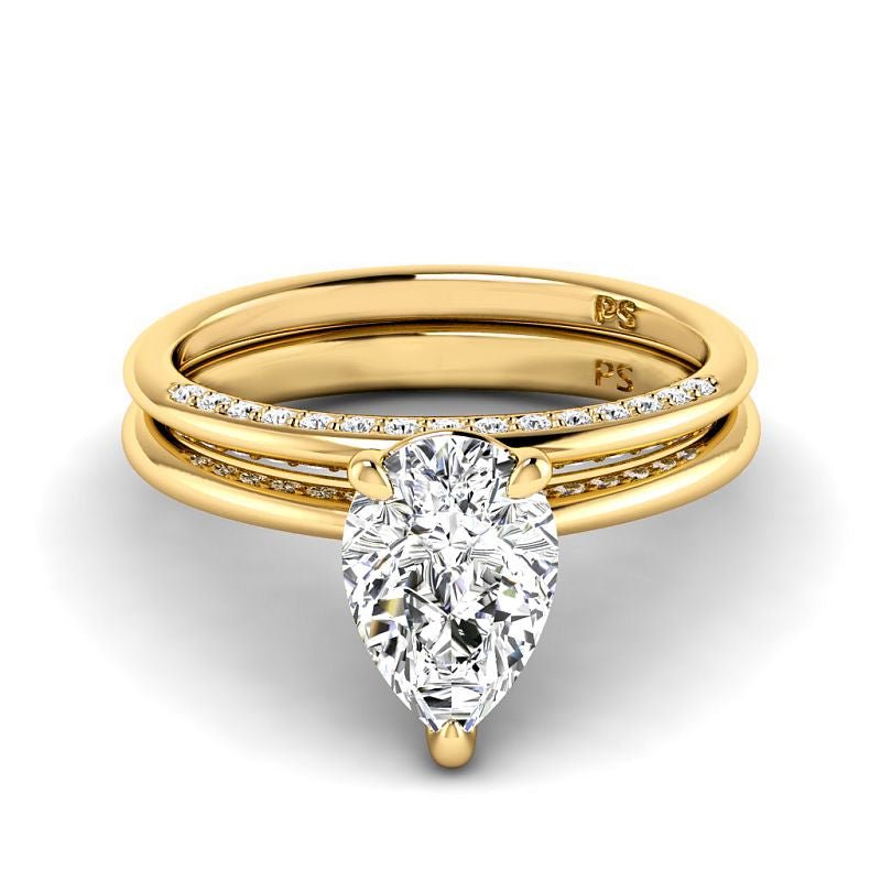 0.70-3.20 CT Round & Pear Cut Lab Grown Diamonds - Bridal Set - Primestyle.com