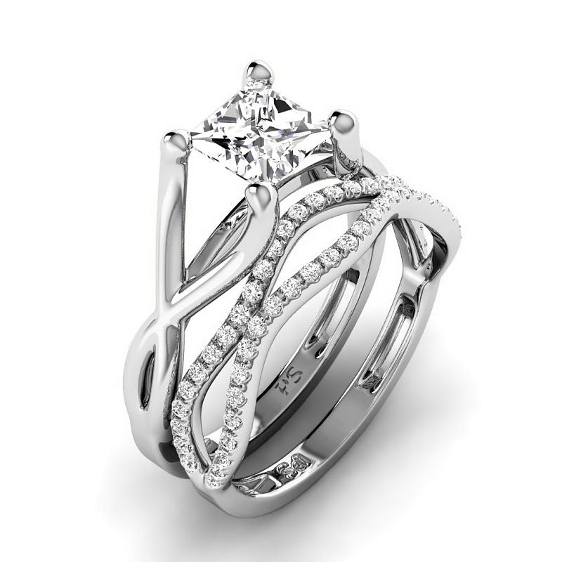 0.70-3.20 CT Round & Princess Cut Diamonds - Bridal Set - Primestyle.com