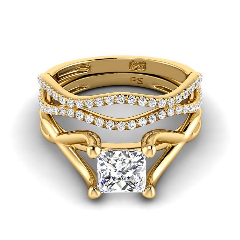0.70-3.20 CT Round & Princess Cut Diamonds - Bridal Set - Primestyle.com